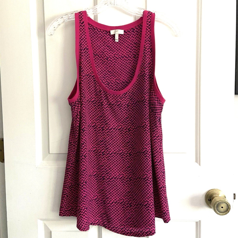 Joie Hot Pink Houndstooth print Silk sleeveless shell Tank Top Size Small